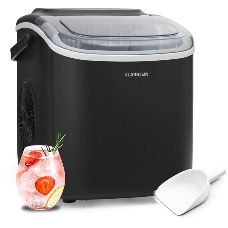 Klarstein - Eiswürfelmaschine für Zuhause Camping Gastro, Schnelle Mini-Eiswürfelmaschine Klein, Profi Eismaschine für Große & Kleine Eiswürfel,