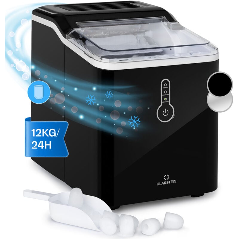 Klarstein Eiswürfelmaschine Klein, 1,5L Eiswürfelbereiter, Eiswürfelmaschine für Große Eiswürfel, Schnelle Mini-Eiswürfelmaschine, Leichte Reinigung,