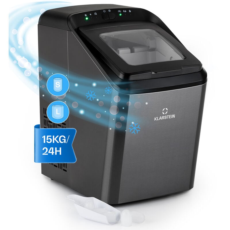 Klarstein - Eiswürfelmaschine Klein, 2,9 l Eiswürfelbereiter, Eiswürfelmaschine für 15 kg Große und Kleine Eiswürfel, Schnelle
