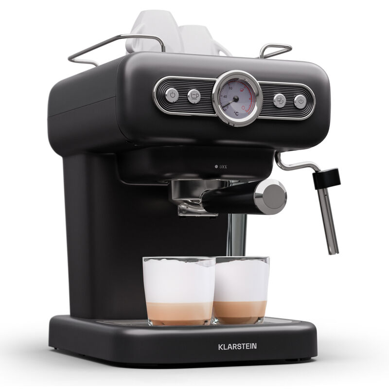 Klarstein - Espresso Siebträgermaschine mit Milchaufschäumer, 1,2L Retro Mini-Espressomaschine mit Siebträger, 950 w Kaffeemaschine Klein,
