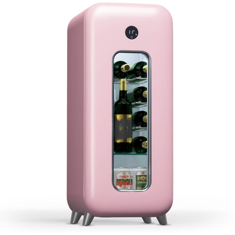 Klarstein Freistehender Weinkühlschrank 1 Zone, Getränkekühlschrank Klein, Kleiner Weinschrank, Wein-Kühlschrank Klein mit Glastür, Indoor/Outdoor