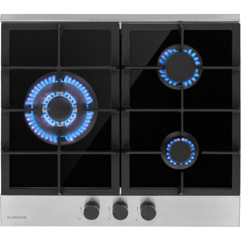 Klarstein - Gaskocher 3-Flammig, 6,2kW Einbau-Gaskocher für Innenbereich, Edelstahl-Gaskocher für Wohnmobil, 3-Flammiger Gaskocher, Moderner Einbau