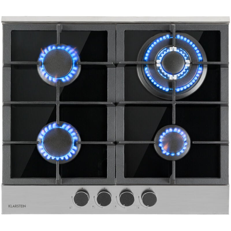 Klarstein - Gaskocher 4-Flammig, 8 kW Einbau-Gaskocher für Innenbereich, Edelstahl-Gaskocher für Wohnmobil, 4-Flammiger Gaskocher, Moderner Einbau