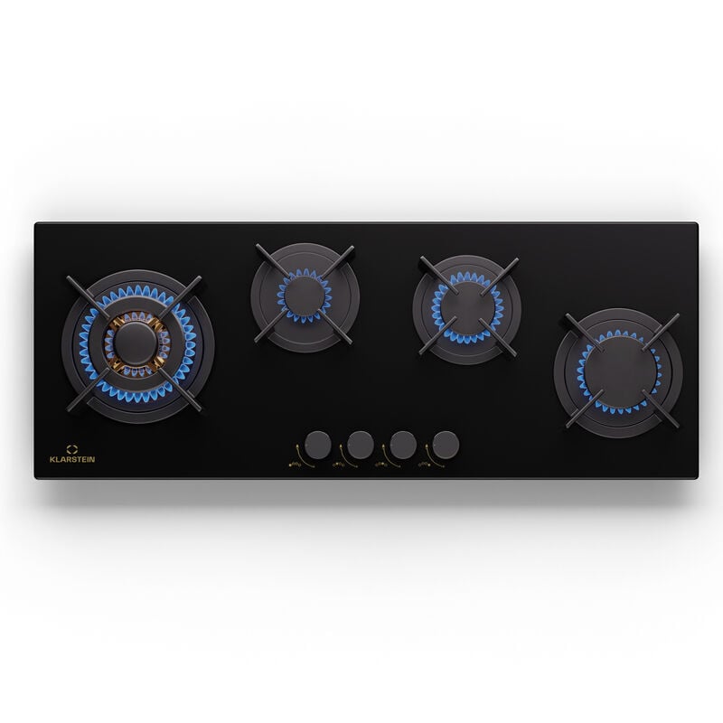 Klarstein Gaskocher 4 Flammig, Einbau-Gaskocher für Innenbereich & Wohnmobil, 8600W Edelstahl-Gaskocher, 4 Flammen Gaskocher, Gasherde mit