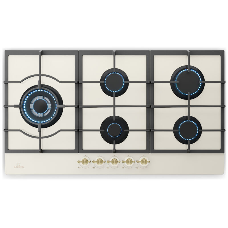 Klarstein Gaskocher 5 Flammig, Einbau-Gaskocher für Innenbereich, Edelstahl-Gaskocher für Wohnmobil, 5 Flammen Gaskocher, Gasherde mit