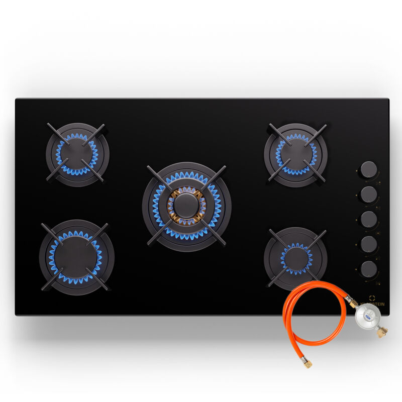Klarstein Gaskocher 5 Flammig, Einbau-Gaskocher für Innenbereich & Wohnmobil, 10400W Edelstahl-Gaskocher, 5 Flammen Gaskocher, Gasherde mit