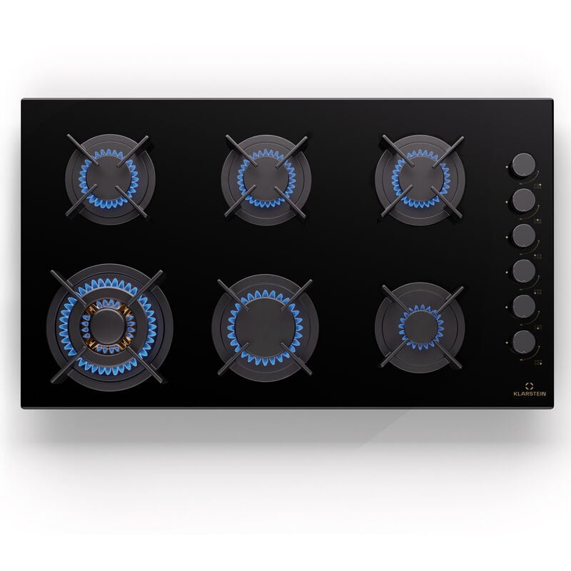 Klarstein Gaskocher 6 Flammig, Einbau-Gaskocher für Innenbereich & Wohnmobil, 12200W Edelstahl-Gaskocher, 6 Flammen Gaskocher, Gasherde mit