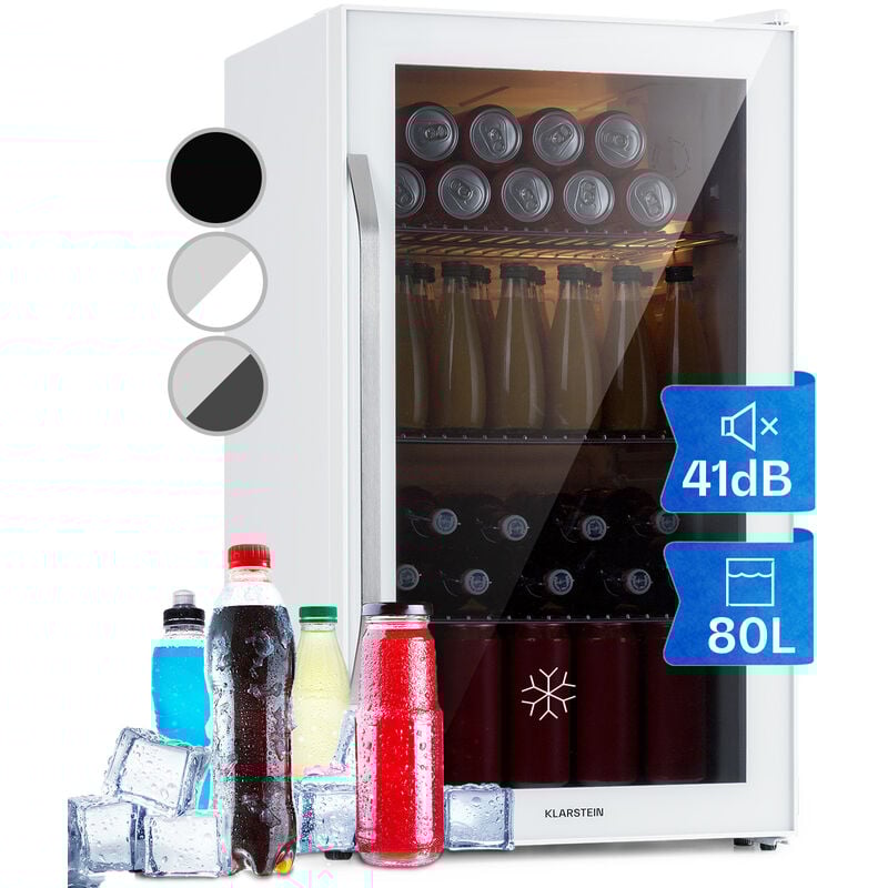 Klarstein - Getränkekühlschrank, Kühlschrank Klein mit 3 Ablagen, Minikühlschrank Lautlos für Büro Camping Outdoor, Mini-Kühlschrank mit Glastür,