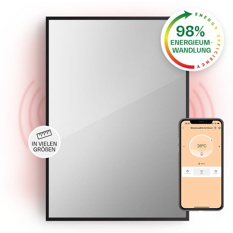 Klarstein - Infrarotheizung, Infrarot Spiegelheizung Standgerät, Infrarotheizung mit Thermostat, Heizung mit Erkennung Offener Fenster & App-Control,