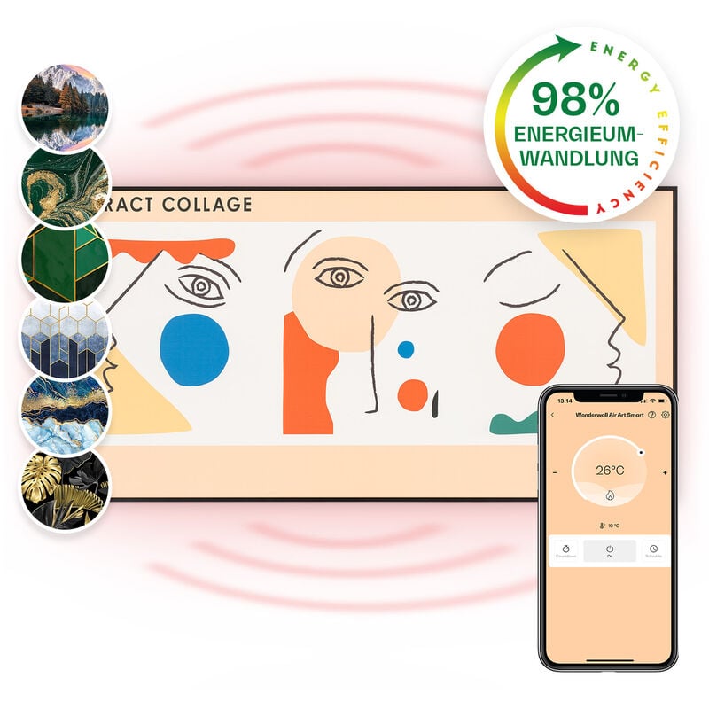 Klarstein - Infrarotheizung mit Bild, 700W Infrarotheizung mit Thermostat & IoT/WiFi Infrarotheizung Wandmontage/Deckenmontage mit Erkennung Offener