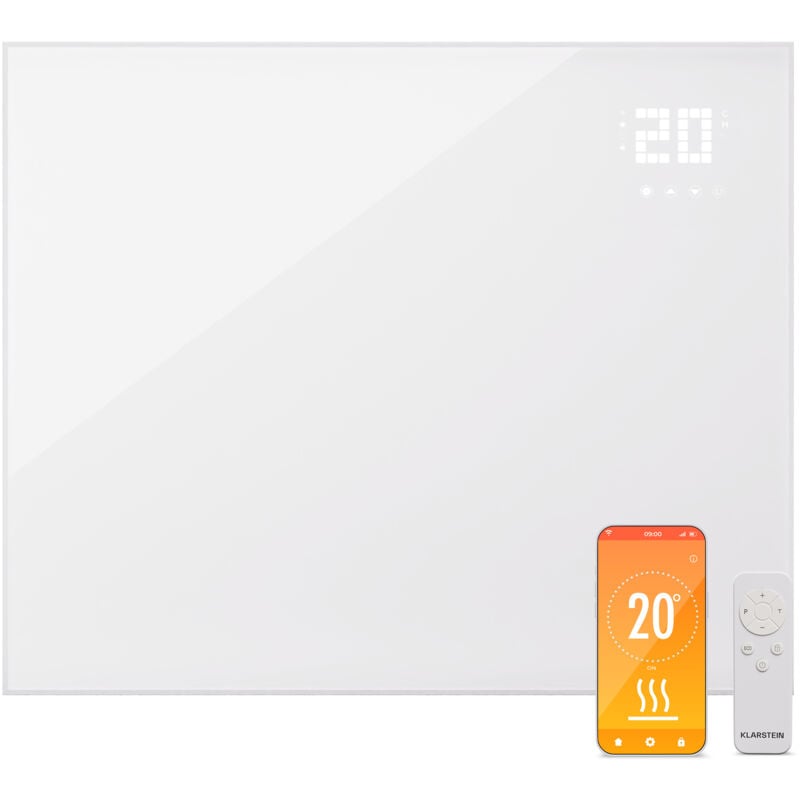 Klarstein - Infrarotheizung mit Thermostat, 1200W Elektroheizung, Smart Home Bild-Infrarotheizung zur Wandmontage, ir mit App-Steuerung & Erkennung