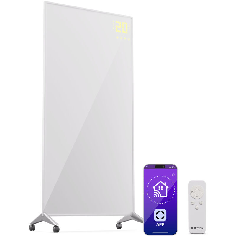 Klarstein Infrarotheizung mit Thermostat, 1200W Elektroheizung, Smart Home Infrarotheizung zur Wandmontage, IR mit App-Steuerung & Erkennung Offener