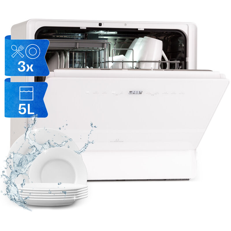 Klarstein - Mini-Geschirrspüler für 5 Gedecke, Leiser Geschirrspüler Klein mit 7 Spülprogrammen, Kleiner Tisch-Geschirrspüler für Zuhause Büro