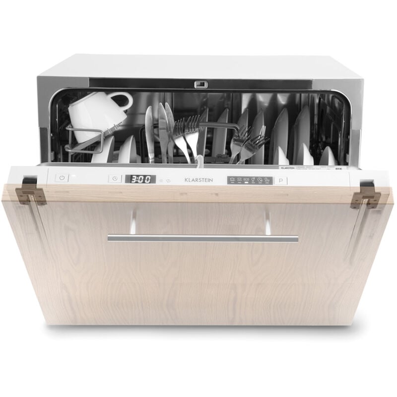 Klarstein Mini-Geschirrspüler für 6 Gedecke, Leiser Einbau-Geschirrspüler Klein mit 6 Spülprogrammen, Kleiner Tisch-Geschirrspüler für Zuhause Büro