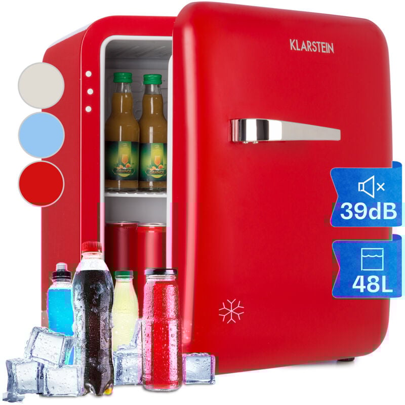 Klarstein - Mini Kühlschrank für Zimmer, 48L Mini-Kühlschrank für Getränke, Snacks & Kosmetik, Kleine Minibar, Kühlschrank Klein & Leise, Kleiner