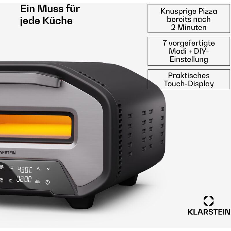 PizzaForno elektrischer Pizzaofen - 1700 w, 430 °c, duales Heizsystem, kompakter Elektro-Pizzaofen mit 7 Programmen & digitalem Display,