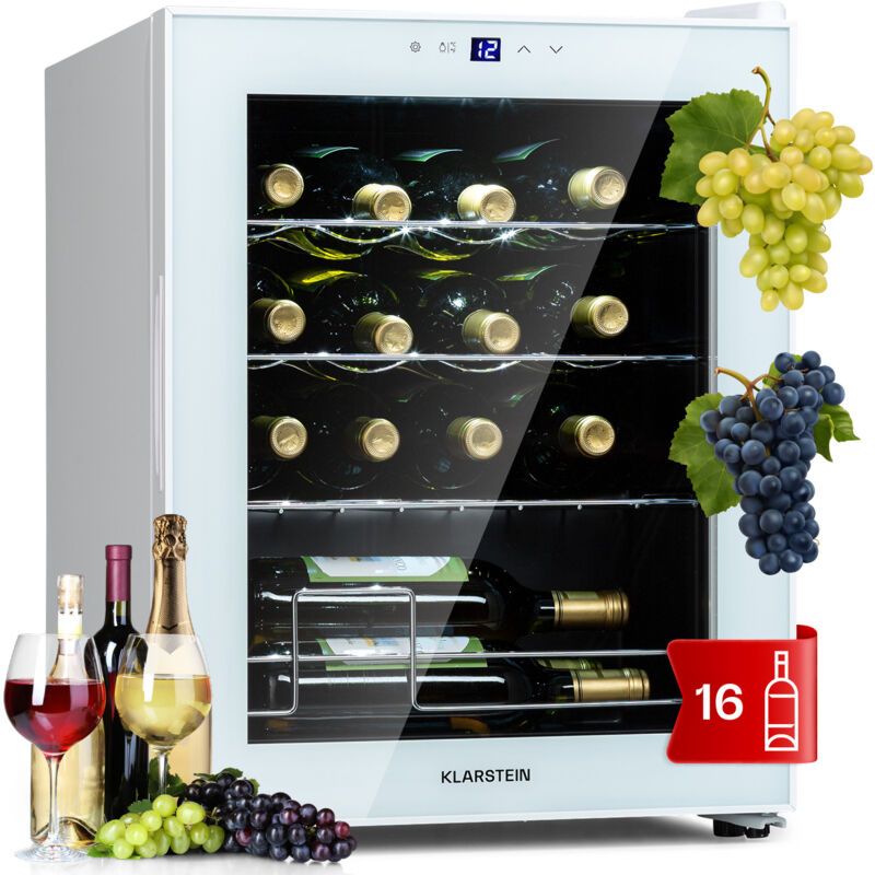 Klarstein - Shiraz Weinkühlschrank Freistehend, Kleiner Getränkekühlschrank für Wein, Prosecco & Bier, 1 Zone Weinkühlschrank mit Glastür &