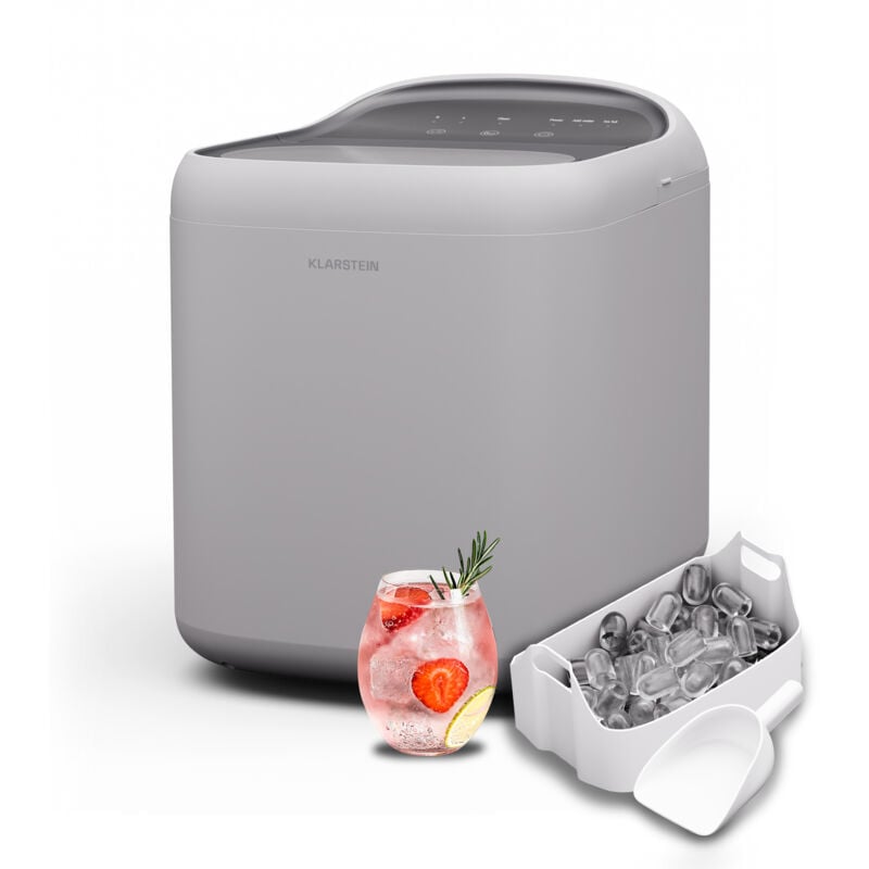 Klarstein - SparkIce Eiswürfelmaschine, 15 kg/Tag, Eiswürfel in 6 Min., Touchpad, 2 Eiswürfelgrößen, Automatische Reinigung, Eiswürfelbereiter für