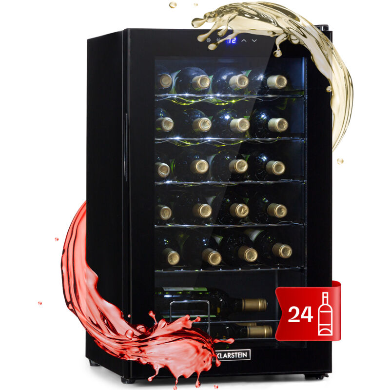 Klarstein - Weinkühlschrank, 1 Zonen Getränkekühlschrank Klein, Kleiner Weinschrank 63L, Wein-Kühlschrank Klein mit Glastür, Indoor/Outdoor