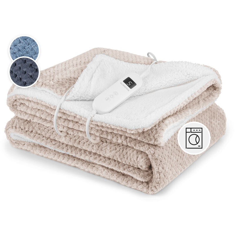 Klarstein XL Elektrische Kuscheldecke, Heizdecke mit Abschaltautomatik, 180x130 cm Elektrische Wärmedecke Maschinenwaschbar, Doppelseitige Heizdecke