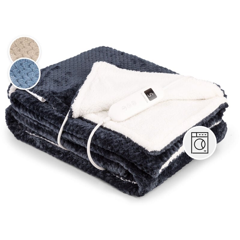 Klarstein XL Elektrische Kuscheldecke, Heizdecke mit Abschaltautomatik, 180x130 cm Elektrische Wärmedecke Maschinenwaschbar, Doppelseitige Heizdecke