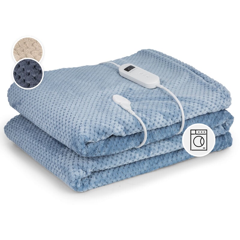 Klarstein XXL Elektrische Kuscheldecke, Heizdecke mit Abschaltautomatik, 200x180 cm Elektrische Wärmedecke Maschinenwaschbar, Doppelseitige Heizdecke