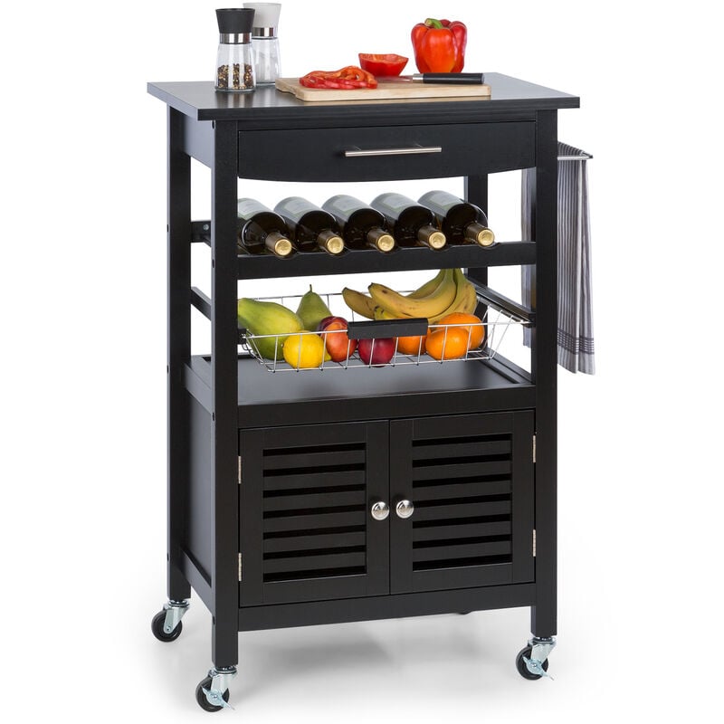 Servierwagen, Küchenregal für Obst und Gemüse, Trolley auf Rädern, Rollwagen mit Arbeitsplatte, Bücher- und Barwagen, Küchenwagen, Regal Schmal,