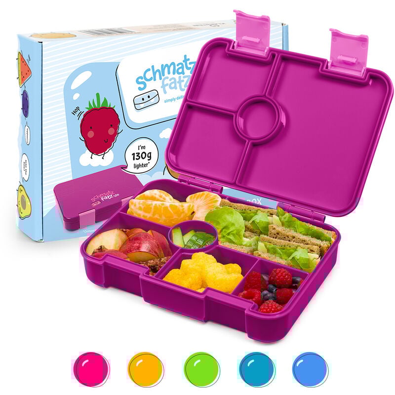 Klarstein - schmatzfatz Brotdose Kinder mit Fächern, bpa Frei Lunchbox Kinder, Bento Box Kinder, Brotbox für Mädchen & Jungen, Snackbox, Perfekt für