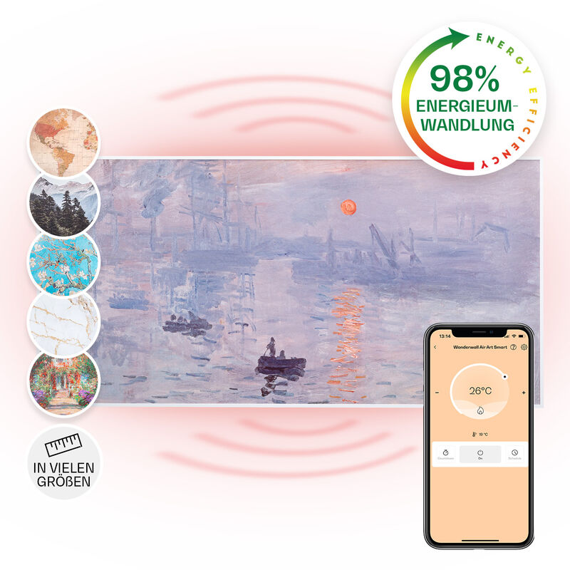 Klarstein - Wonderwall Air Art Smart Infrarotheizung 120x60cm 700W Wandinstallation App-Steuerung Sonnenaufgang