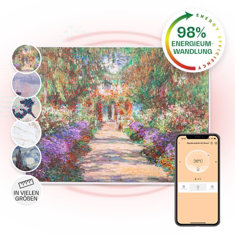 Klarstein - Wonderwall Air Art Smart Infrarotheizung 80x60cm 500W Wandmontage Gartenweg