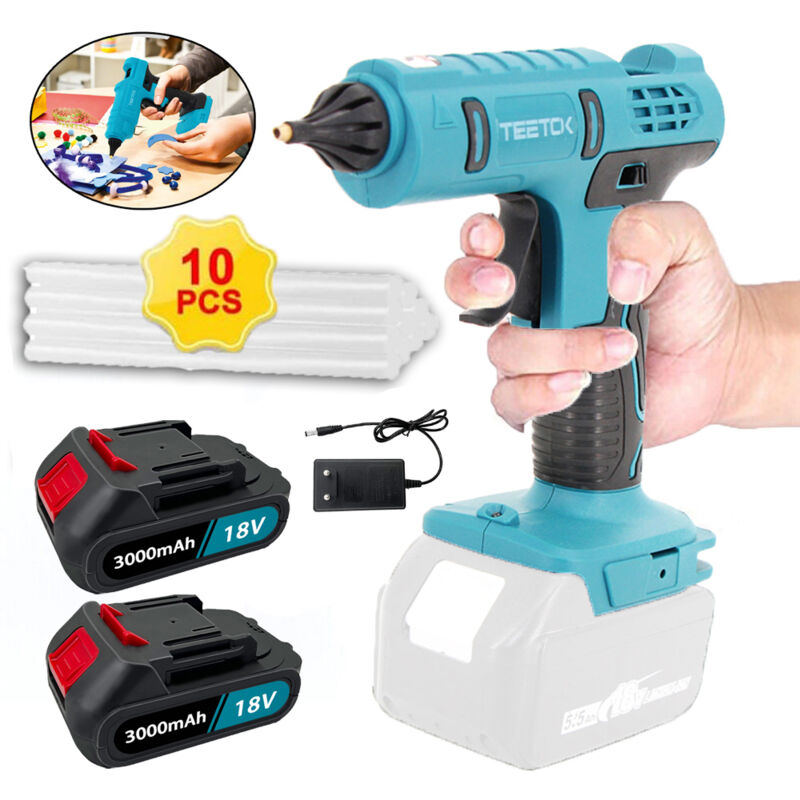 Klebepistole, kabellose Klebepistole, 18 v Lithium-Akku, tropffreie Heißklebepistole + 20 Stück 11 mm Klebestifte für Heimwerker-Reparaturen + 2 x