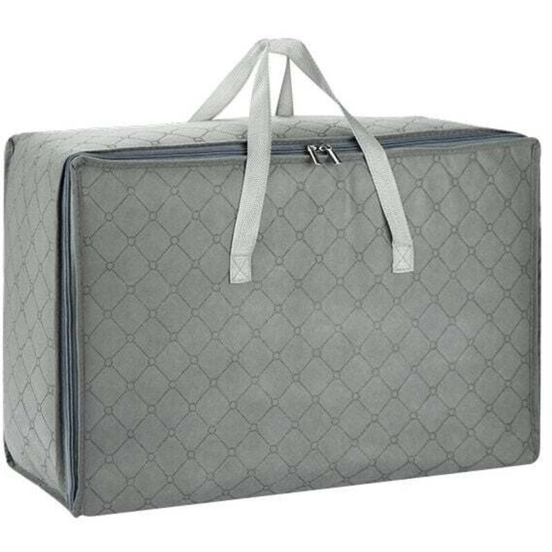 Kleideraufbewahrungsbeutel, 1 Stück, dicker Vlies-Aufbewahrungsbeutel für Bettdecken, für Kleidung, Bettdecken und Bettwäsche, Grau – Mittelgroß (55