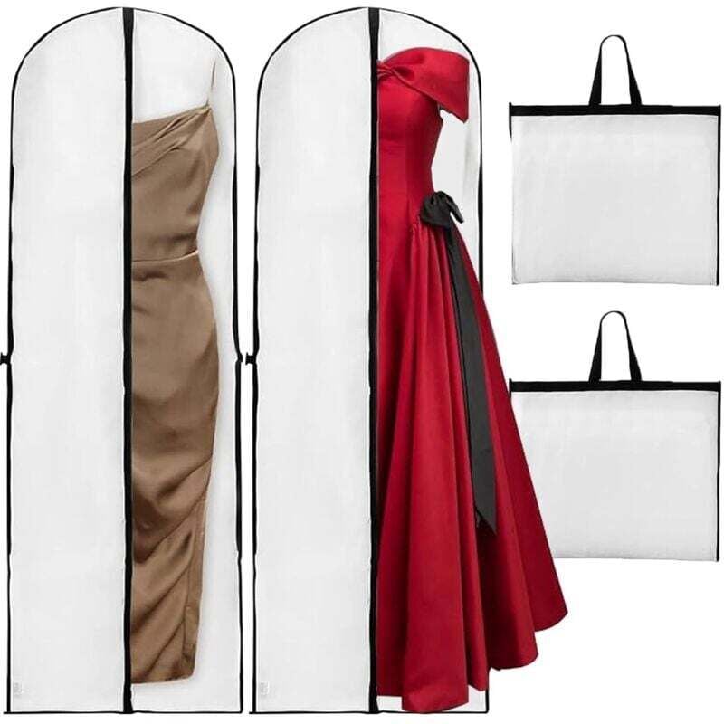 Kleiderhülle zum Aufhängen, 180 x 60 cm, faltbar, für Brautkleider, staubdicht, feuchtigkeitsbeständig, lange Kleiderhüllen, Kleiderhülle für Anzüge,