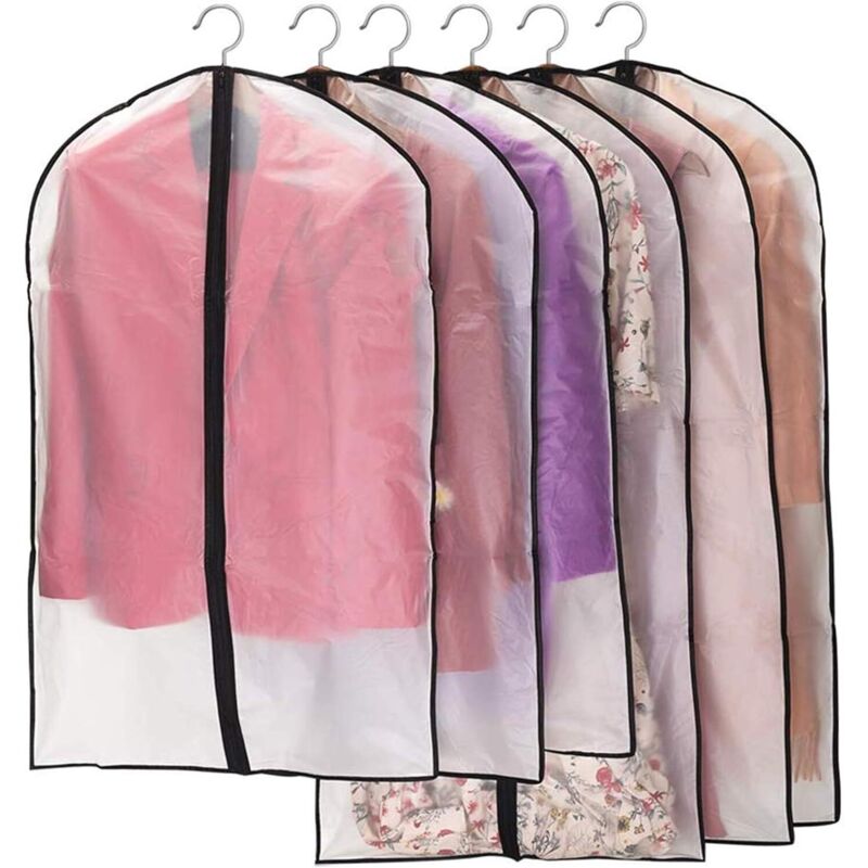 Kleiderhüllen, halbtransparente Schutzhüllen mit Reißverschluss für Hemden, Anzüge/Mäntel, 3 Stück 60 100 cm, 3 Stück 60 120 cm