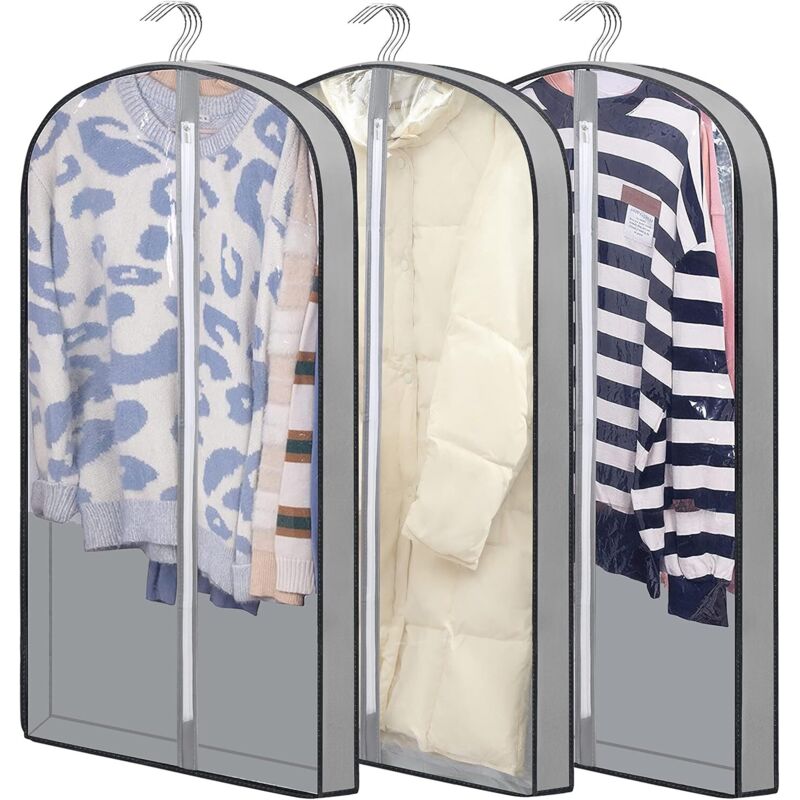 Kleidersäcke, Kleidersäcke zum Aufhängen von Kleidung 100 cm, mottensichere Säcke, wasserdichte Aufbewahrungssäcke für Anzüge und Kleidung,