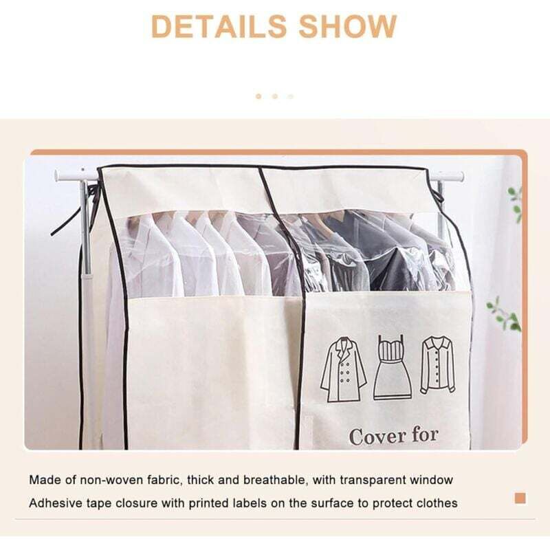 Kleidersäcke zum Aufhängen von Kleidung, Schutzhüllen für Mäntel, Anzüge und Kleider (beige, Höhe: 120 cm)