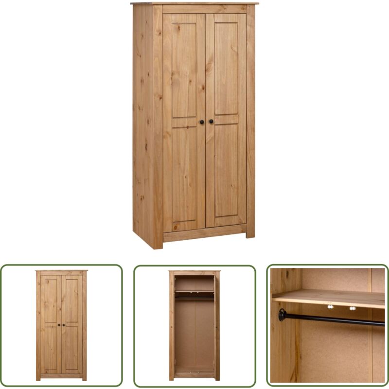 The Living Store Kleiderschrank 80x50x171,5 cm Kiefernholz Panama - Kleiderschrank - Kiefernholzschrank - Garderobenraum - Kompakter Kleiderschrank