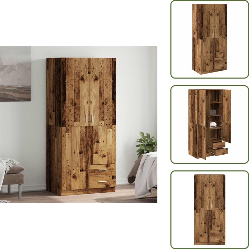 Kleiderschrank Altholz-Optik 80x52x180 cm Holzwerkstoff - Kleiderschrank - Kleiderschränke - Schrank - Kleidung Organizer