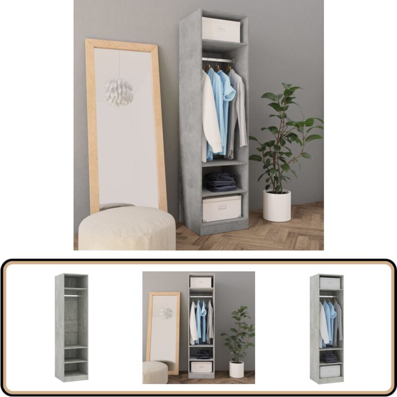 Kleiderschrank Betongrau 50x50x200 cm Holzwerkstoff - Beton Grau Kleiderschrank - Garderobenfach - Kommode - Schuhschrank - Einbauschrank