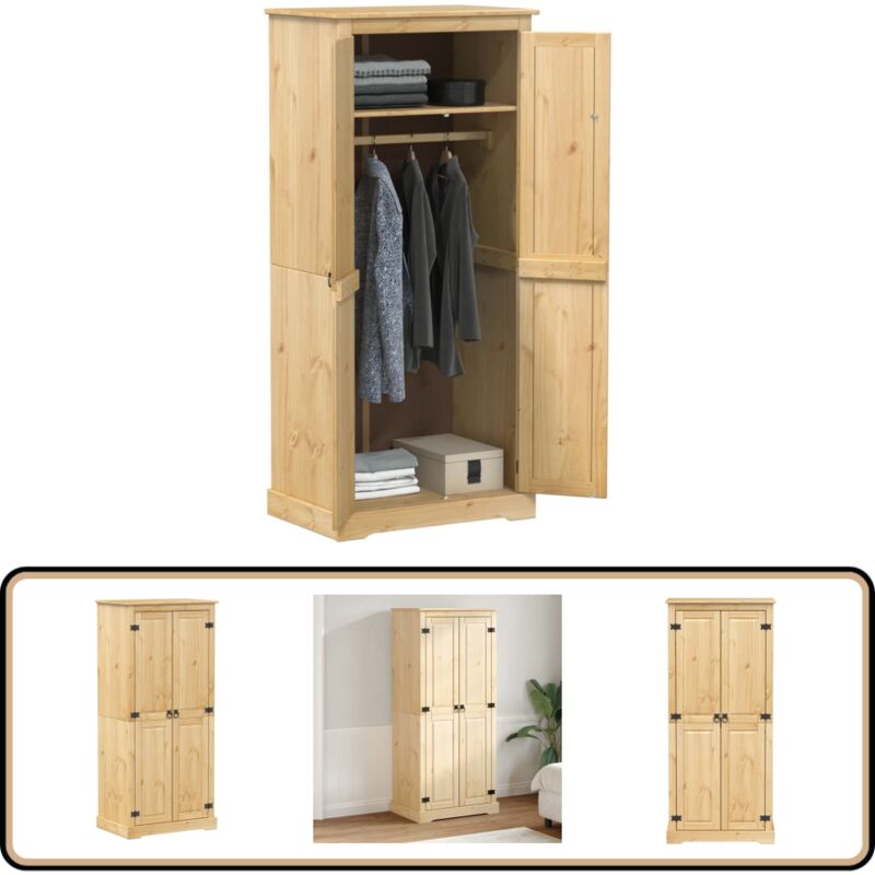 Kleiderschrank Corona 76x50x170 cm Massivholz Kiefer - Holzschranks - Kleiderschrank - Schlafzimmermöbel - Massivholzmöbel - Kiefernschrank