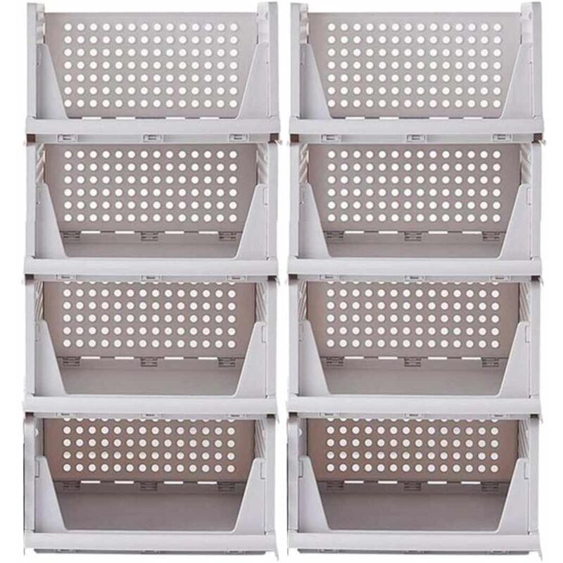 Kleiderschrank-Organizer, 8 Stück, faltbar und stapelbar, Kunststoff-Aufbewahrungsbox, Schubladen-Organizer für Kleidung, Hosen, Schlafzimmer,