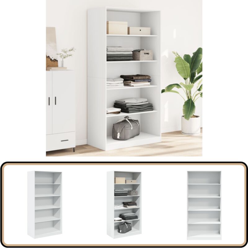 Kleiderschrank Weiß 100x50x200 cm Holzwerkstoff - Schlafzimmermöbel - Kleiderschrank - Holzschrank - Weißer Schrank - Kommode