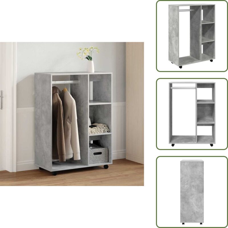 Kleiderschrank Betongrau 80x40x110 cm Holzwerkstoff - Schlafzimmermöbel - Kleiderschrank - Holzmöbel - Garderobe - Beton Grau