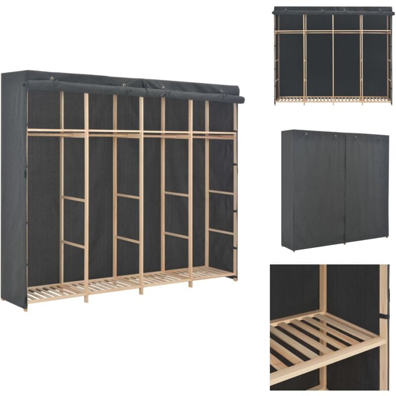 Kleiderschrank Grau 200 x 40 x 170 cm Stoff - Kleiderschrank - Grau - Stoff Kleiderschrank - Wandhängend - Garderobenorganisation