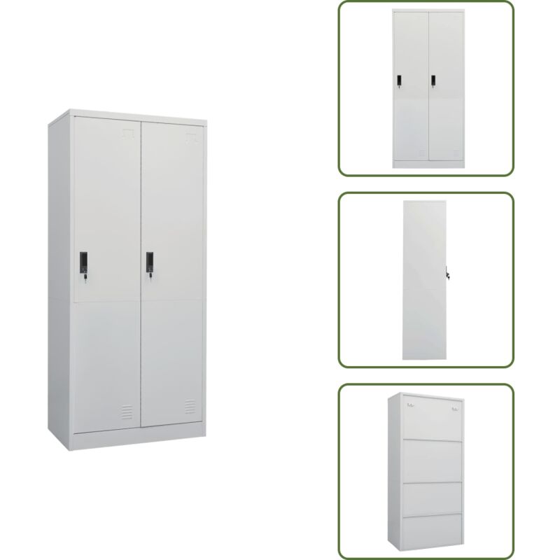 Kleiderschrank Hellgrau 80x50x180 cm Stahl - Schlafzimmermöbel - Kleiderschrank - Garderobe - Metallschrank - Stahlschrank