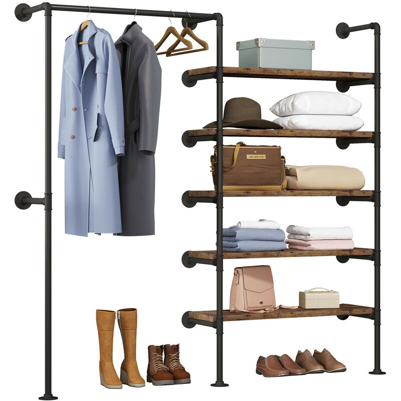 Kleiderstange im industriellen Stil,offener Kleiderschrank aus Rohren,Garderobe für begehbaren Kleiderschrank,Kleiderschranksystem