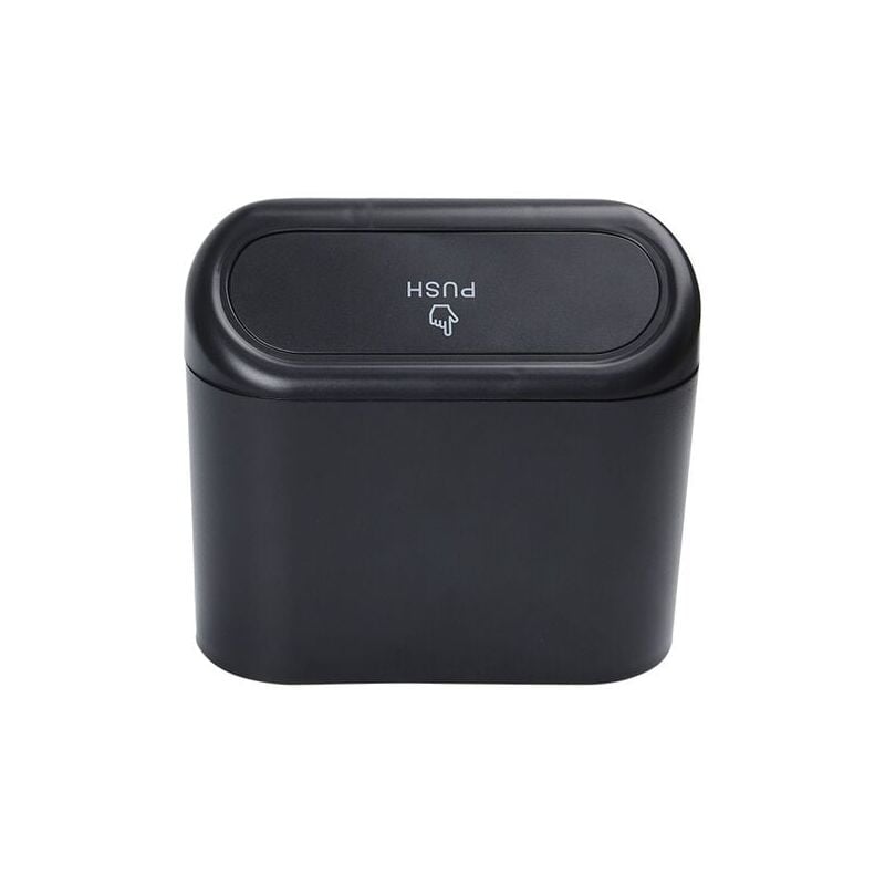 Kleiner Auto-Mülleimer, Auto-Mülleimer mit Deckel, wasserdichter Auto-Mülleimer, tragbare hängende Auto-Aufbewahrungsbox, für das Autobüro (schwarz)