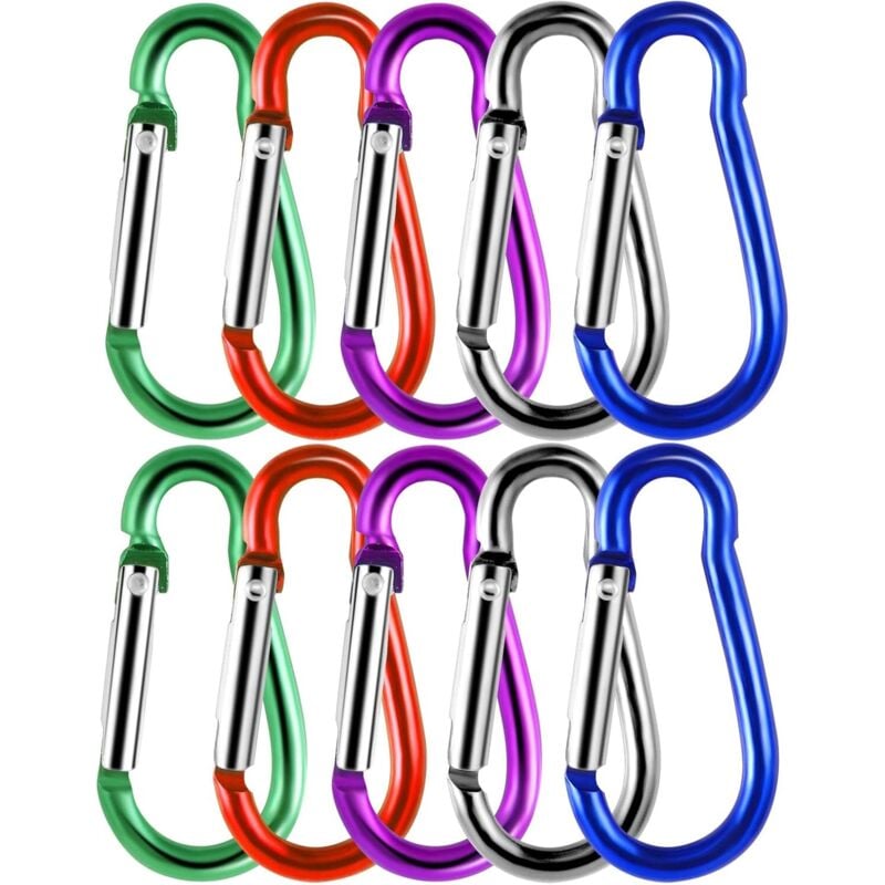 Kleiner und farbenfroher Aluminium-Karabiner mit Federhaken für Camping, Reisen, Wandern, Rucksäcke und Gürtel.