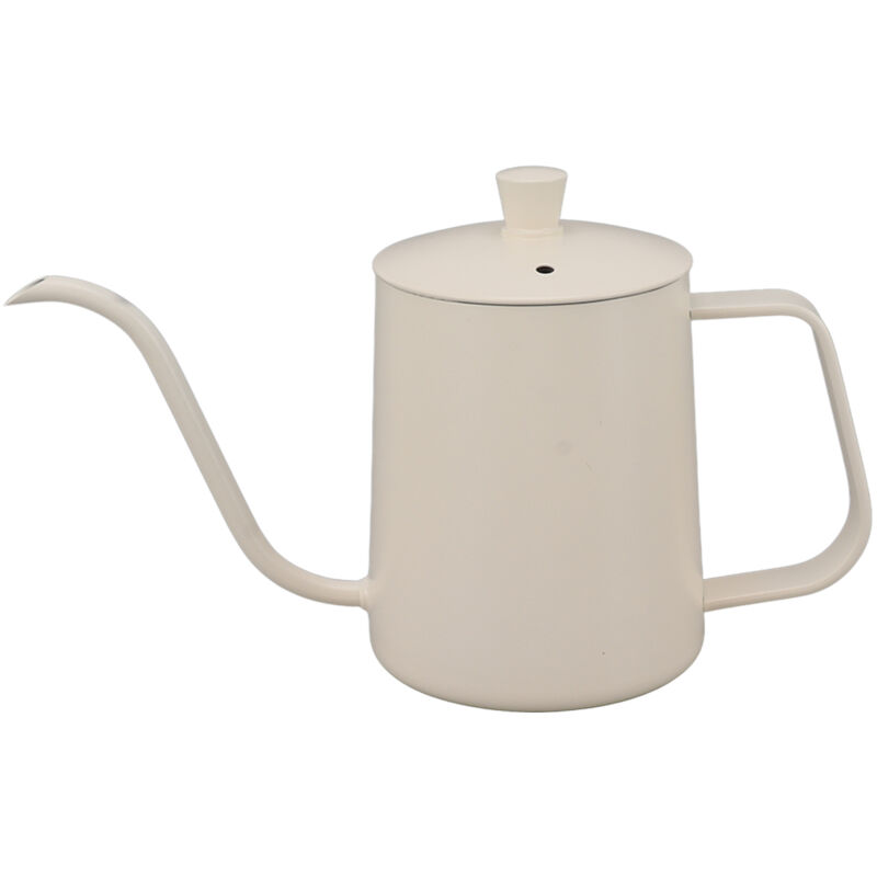 Kleiner Wasserkocher, Wasserkocher aus Edelstahl, gleichmäßige Extraktion, präzise Steuerung, hitzebeständiger Griff für Zuhause (Weiß, 350 ml).