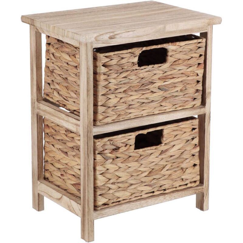 Tendance - Kleines möbelstück paulownia 2 körbe hyazinthe - natürlich